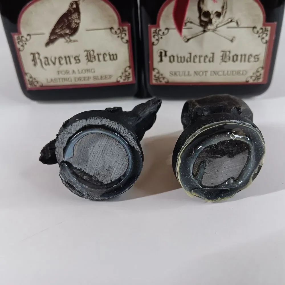 Ashland Ceramic Potion Bottle Halloween Decor Skull Bones Raven Goth Gothic